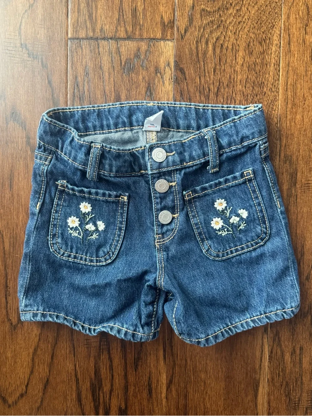 Old Navy Lavender & Denim Button-Front Kids Shorts Set 5T